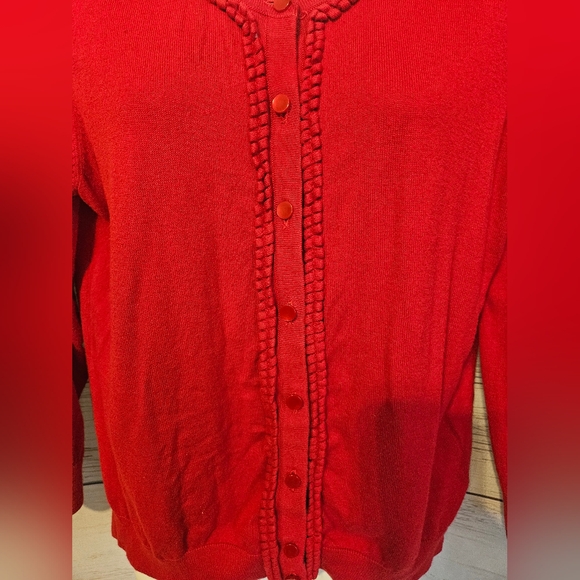 Talbots Women's Red Button-Up Cardigan, Size M - Picture 3 of 9